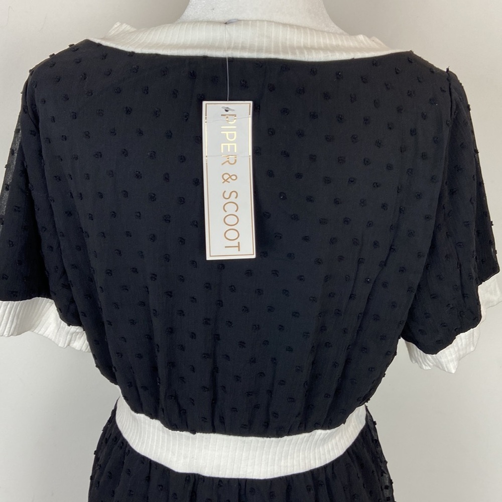 Nwt Piper & Scoot Contrast Dress Nola Swiss Dot Size Medium Lbd — image 8 of 8
